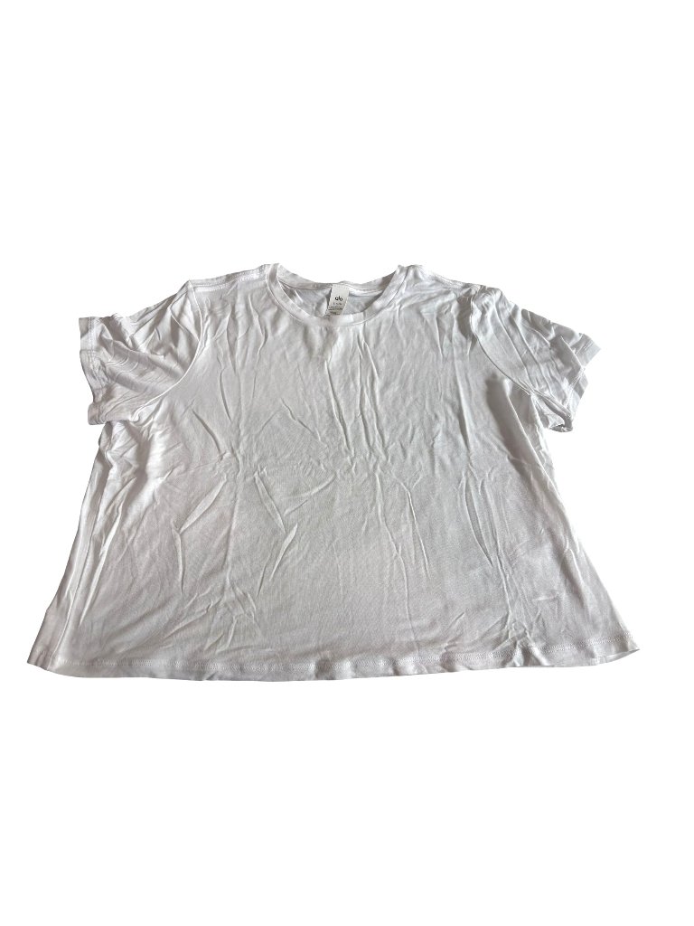Alo Yoga Cropped All Day Short Sleeve Top In White